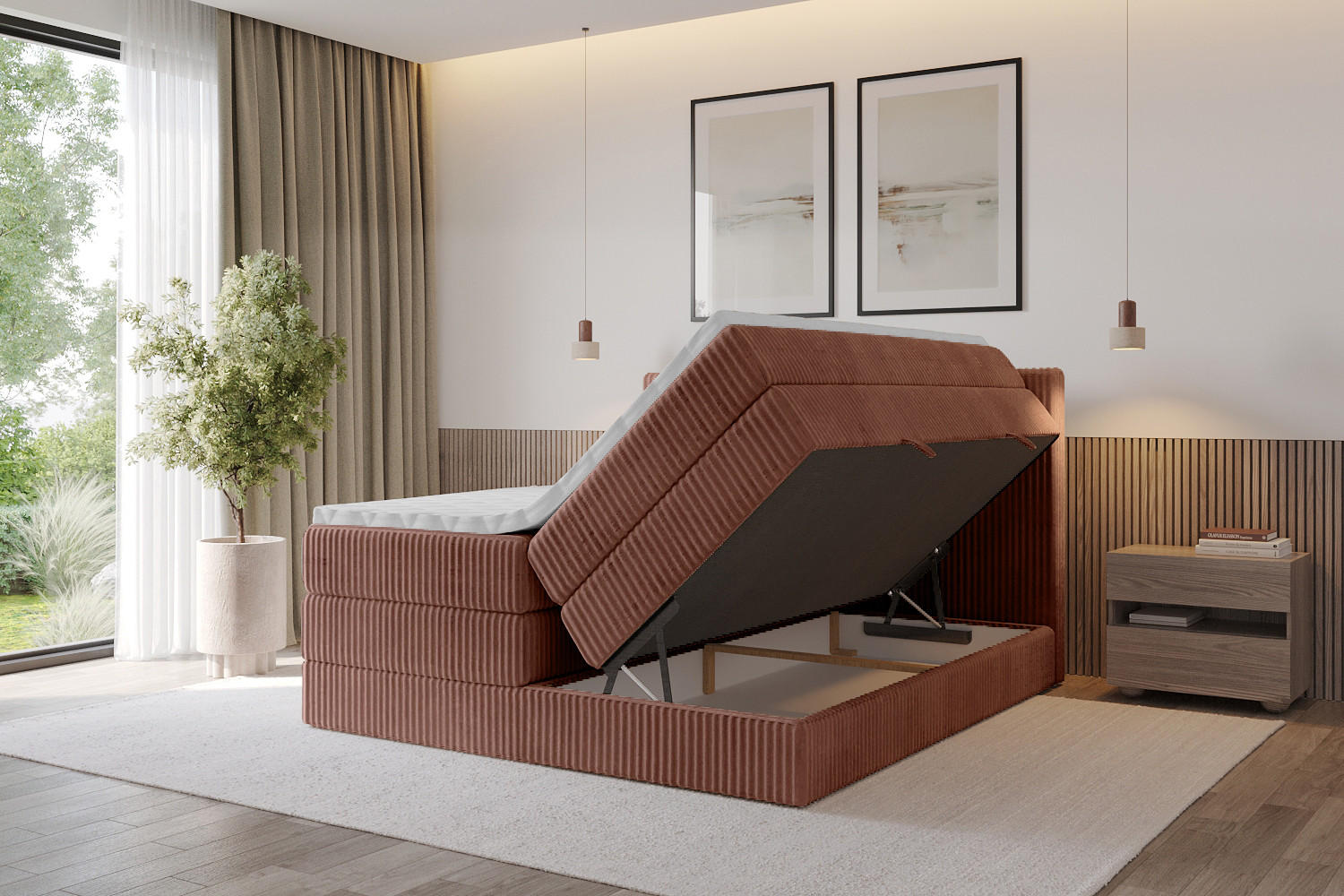 Thumbnail - Altdecor Boxspringbett, Rost, Holzwerkstoff, H3 + H4, Höhe ca. 38 cm, 200x200 cm, Schlafzimmer, Betten, Boxspringbetten