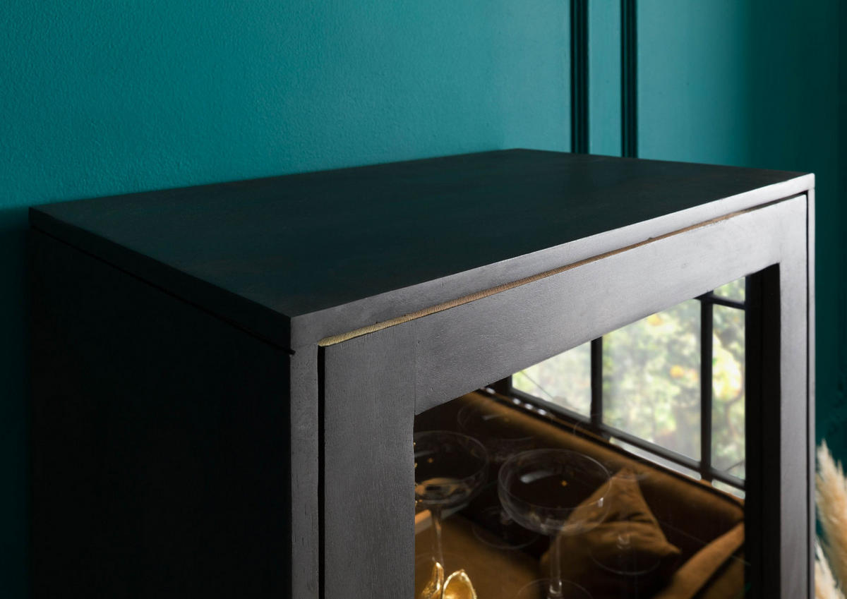 VITRINE Mango 63x40x200 grau geölt DIAMOND #116 - Grau, Holz (63/200/40cm) - Massivmoebel24