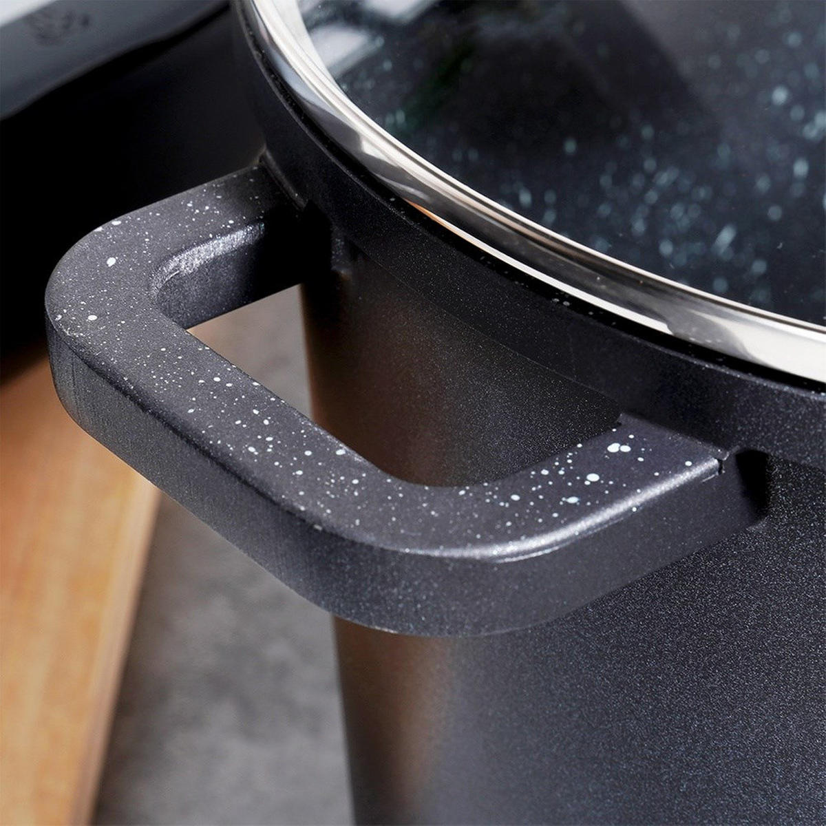 GRANITTOPF Grande hoch mit Glasdeckel schwarz - Schwarz, Metall (2cm) - Orion 