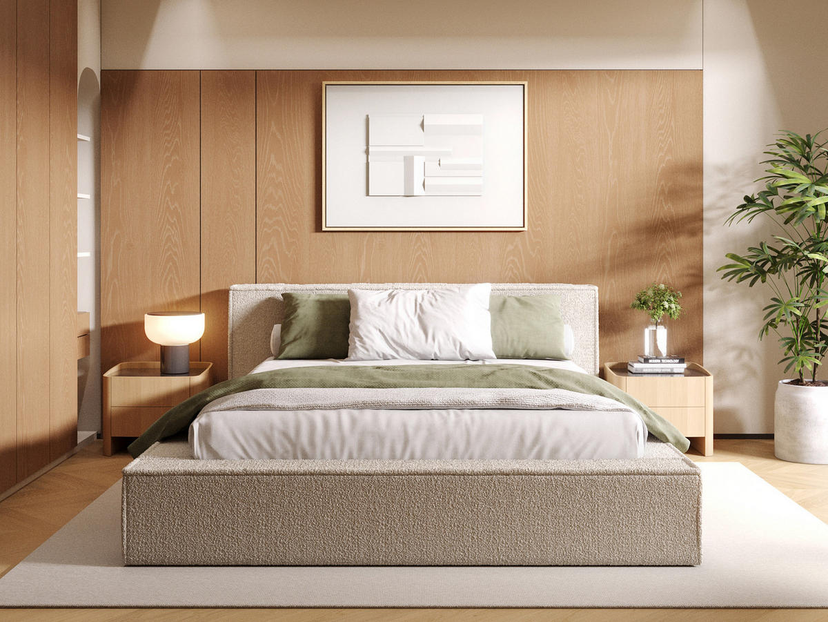 POLSTERBETT Menfi 200x200 cm, Beige - Beige, Textil (200/200cm) - Fedve