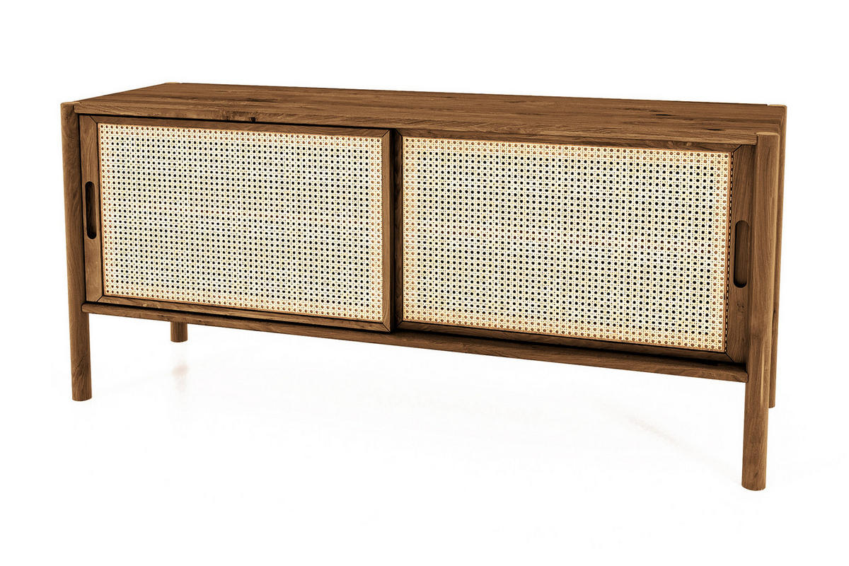 TV-SCHRANK INA Wildeiche - Alteiche, Holz (142/64/46cm) - byoak