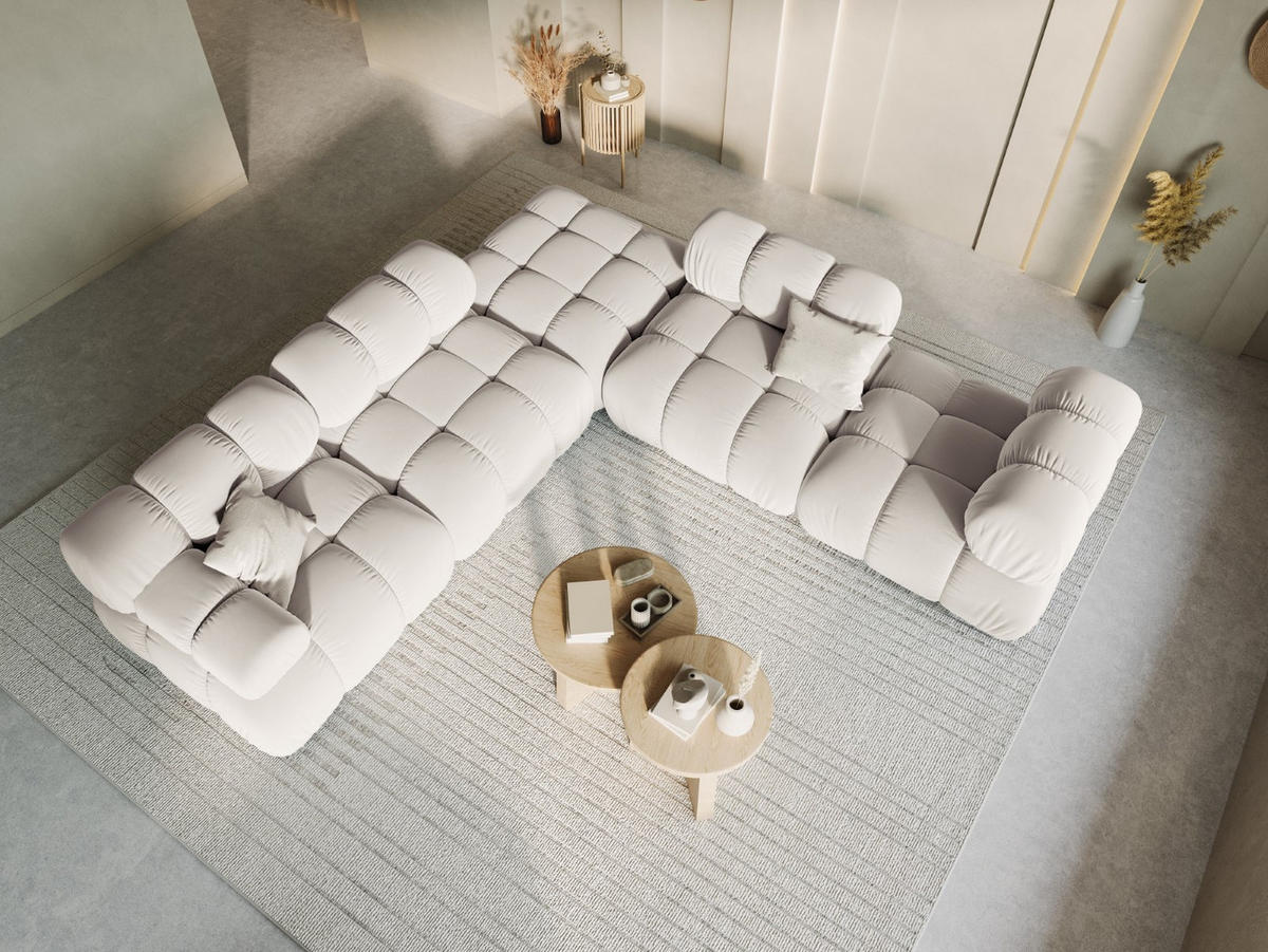MODUL links Bellis aus Samt leichtes beige - Creme, Textil (94/70/94cm) - Micadoni