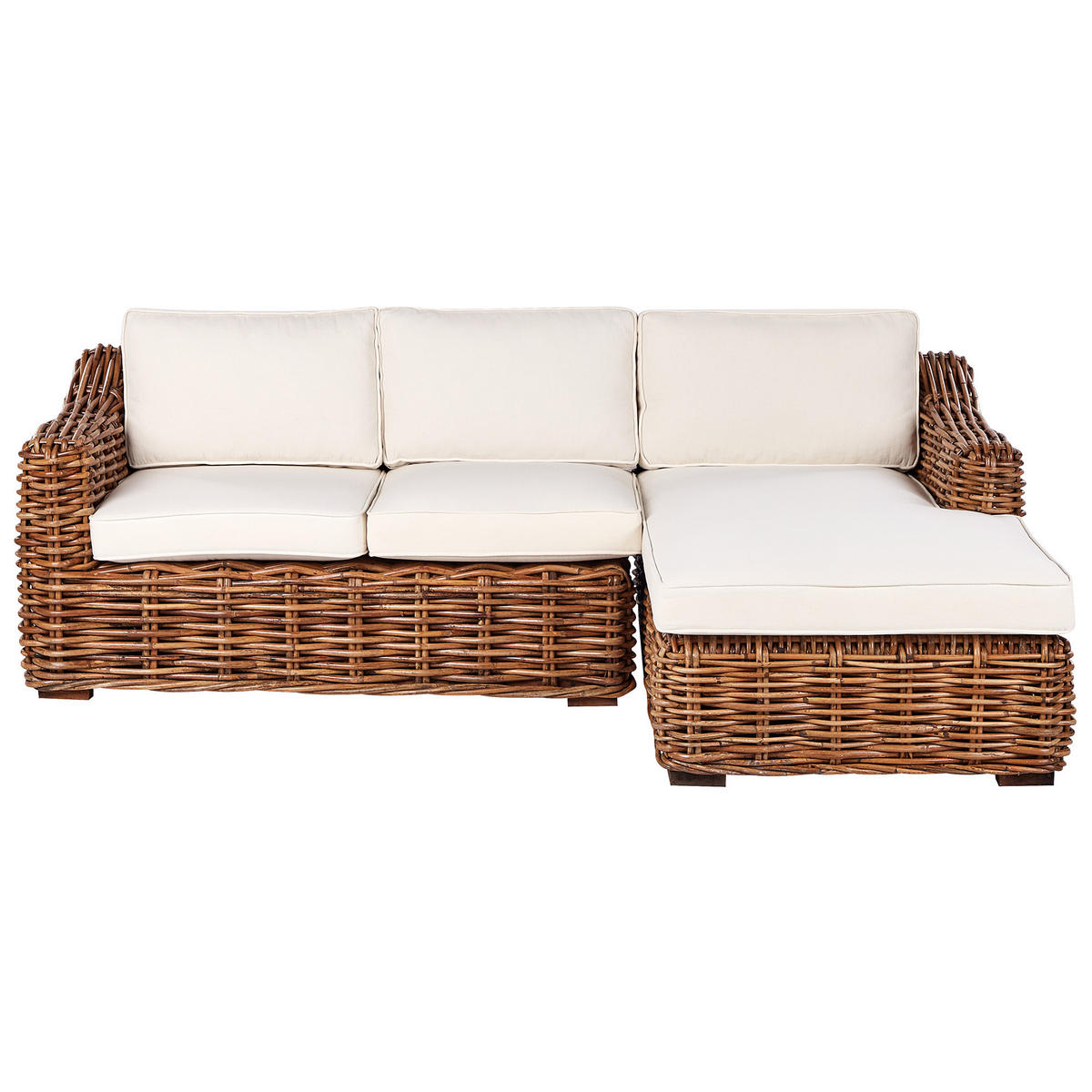 GARTEN-ECKSOFA 3-Sitzer Beige Briatico - Beige/Naturfarben, Naturmaterialen (230/85/150cm) - Beliani