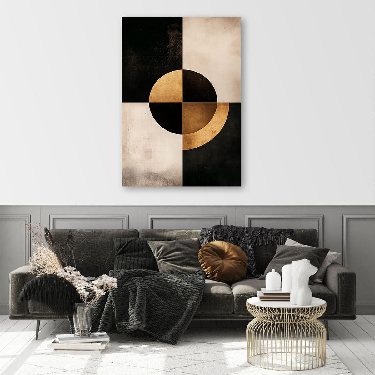 LEINWANDBILD Abstrakter Kreis 40x60cm - Beige, Textil (40/60cm) - Feeby