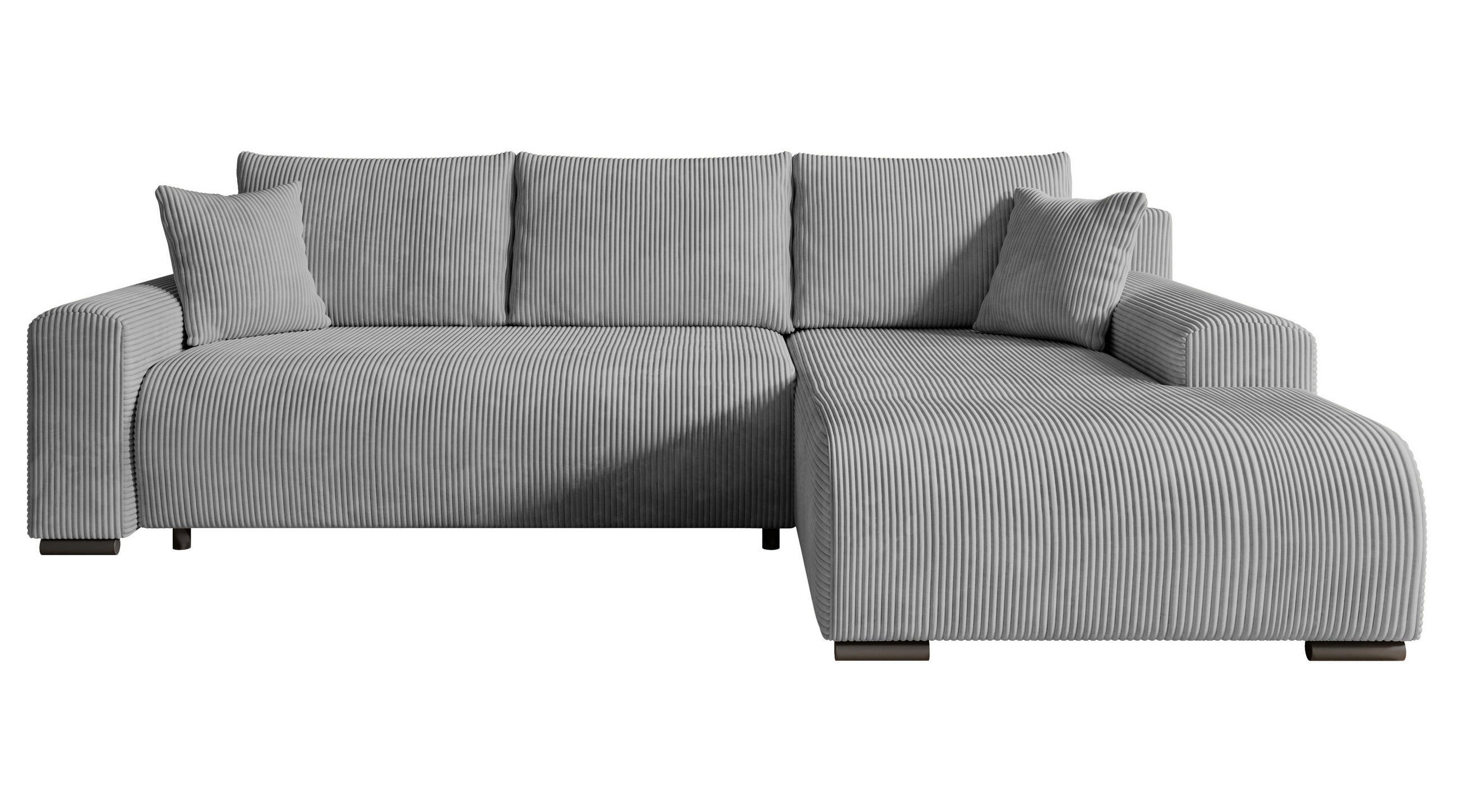 ECKSOFA Nelly mit Bettkasten und Schlaffunktion, Cordstoff in L-Form - Grau, Textil (270/185cm)