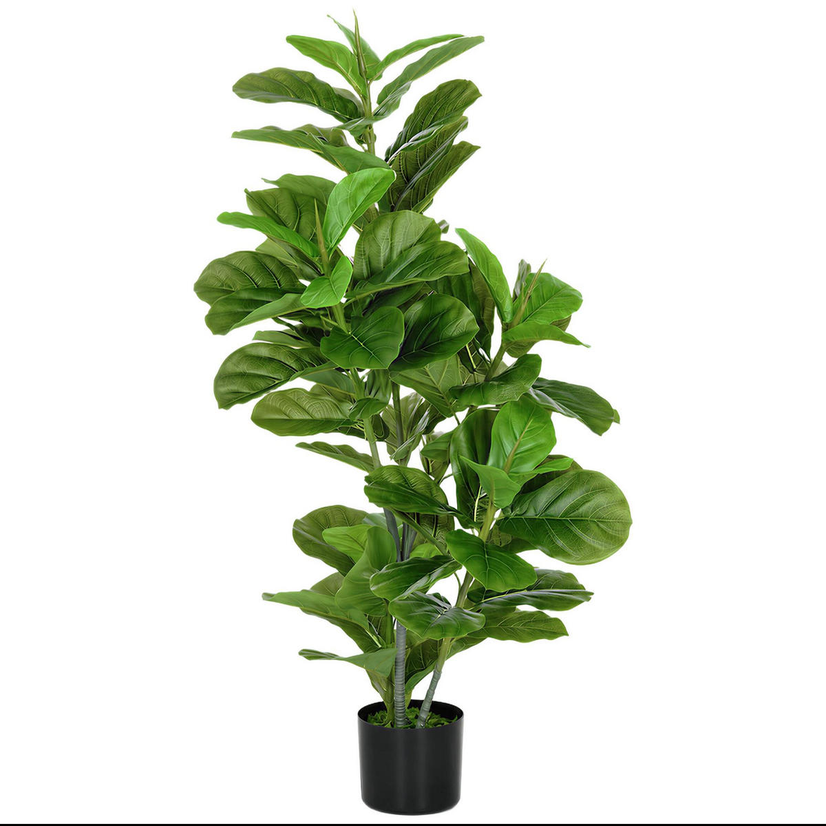 KUNSTPFLANZE, Künstliche Ficus-Pflanze 110 cm, mit Topf & Blättern, für Wohnzimmer, Grün - Multicolor, Kunststoff (110cm) - FORIOUS