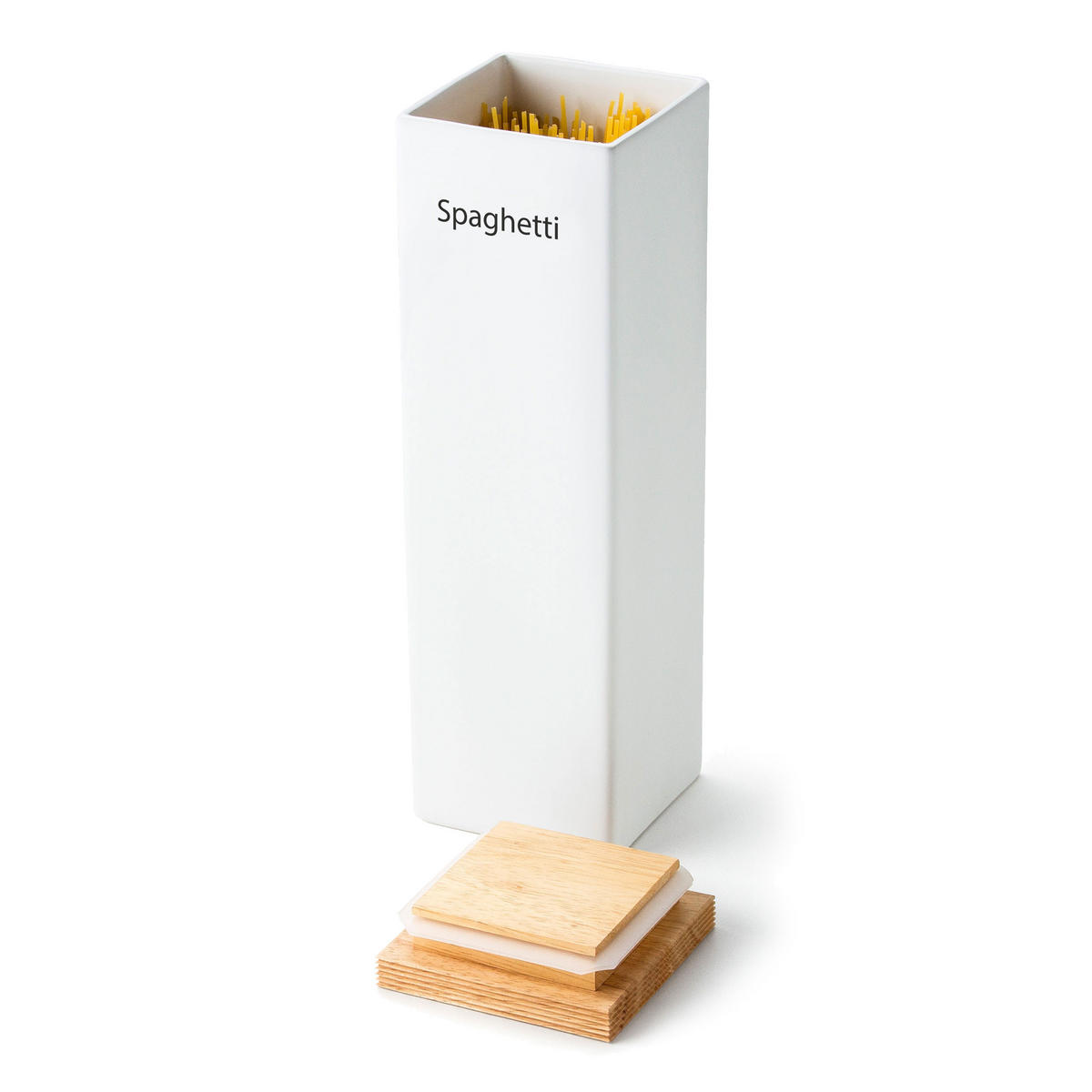 VORRATSDOSE mit Holzdeckel, Weiß, 10 x 10 x 34 cm - Weiß, Keramik (12/37/12cm) - Continenta