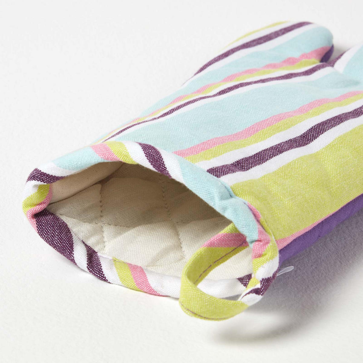 OFENHANDSCHUH Osaka bunt gestreift, Baumwolle wattiert - Multicolor, Textil (18/32cm) - Homescapes