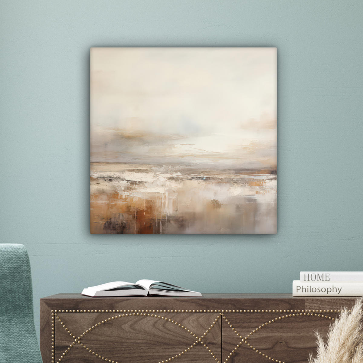 LEINWANDBILD - Kunst - Industriell - Grau - Braun - Abstrakt - 50x50 - Room Decor - Sandfarben, Textil (50/50cm) - MuchoWow