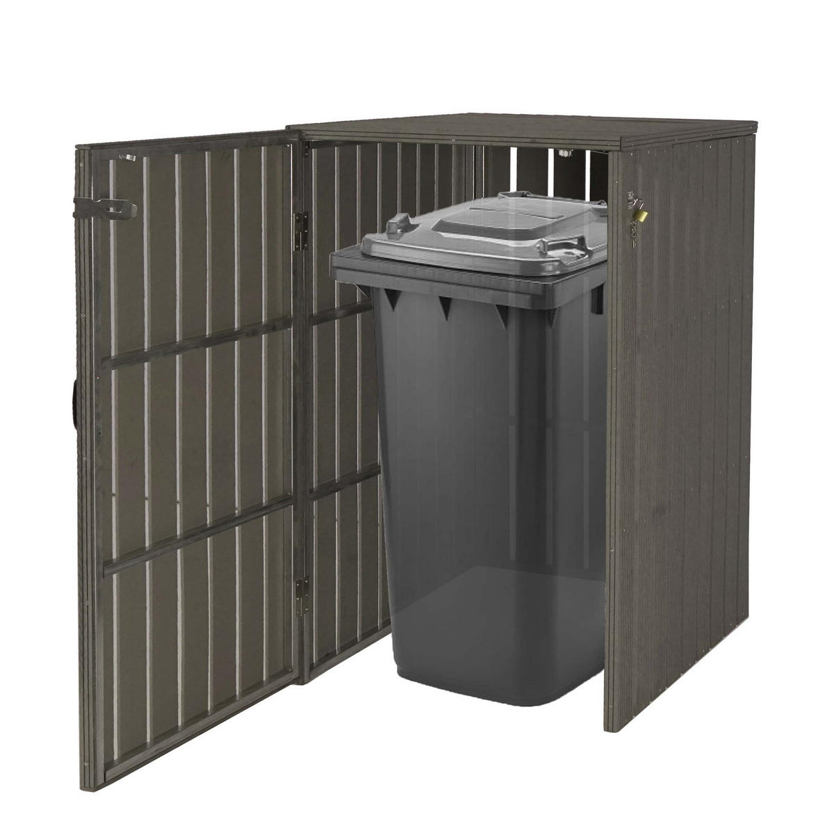 1ER WPC-MÜLLTONNENVERKLEIDUNG Grau - Grau, Holz (66/116/82cm) - MCW