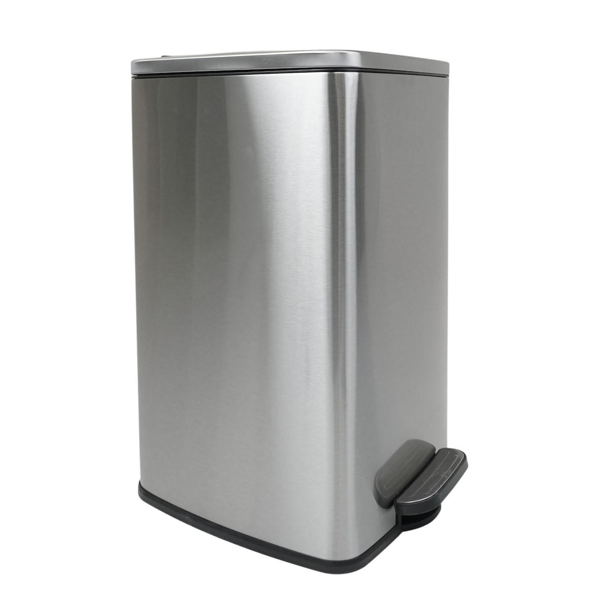 MÜLLEIMER 30 Liter mit Softclose & Fußpedal - Silberfarben, Metall (32.7/59.5/38cm) - PROREGAL