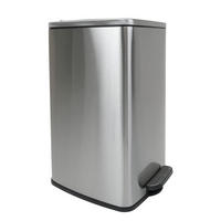 MÜLLEIMER 30 Liter mit Softclose & Fußpedal - Silberfarben, Metall (32.7/59.5/38cm) - PROREGAL