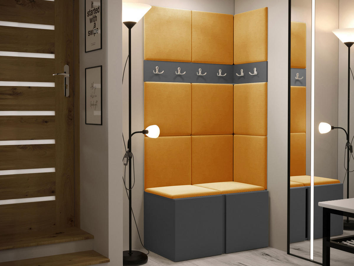 GARDEROBEN-SET Orion I - Graphitfarben/Orange, Holzwerkstoff/Kunststoff (84/186/46cm) - MIRJAN24