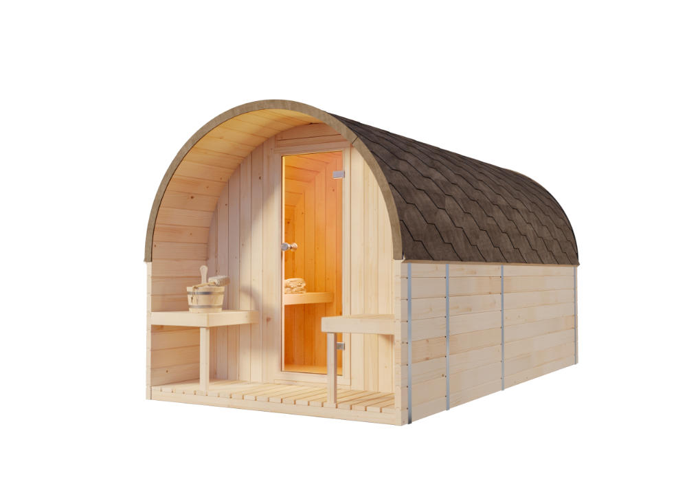FASSSAUNA Holz ScandiPod Deluxe - Naturfarben, Holz (210/210/406cm) - FinnTherm