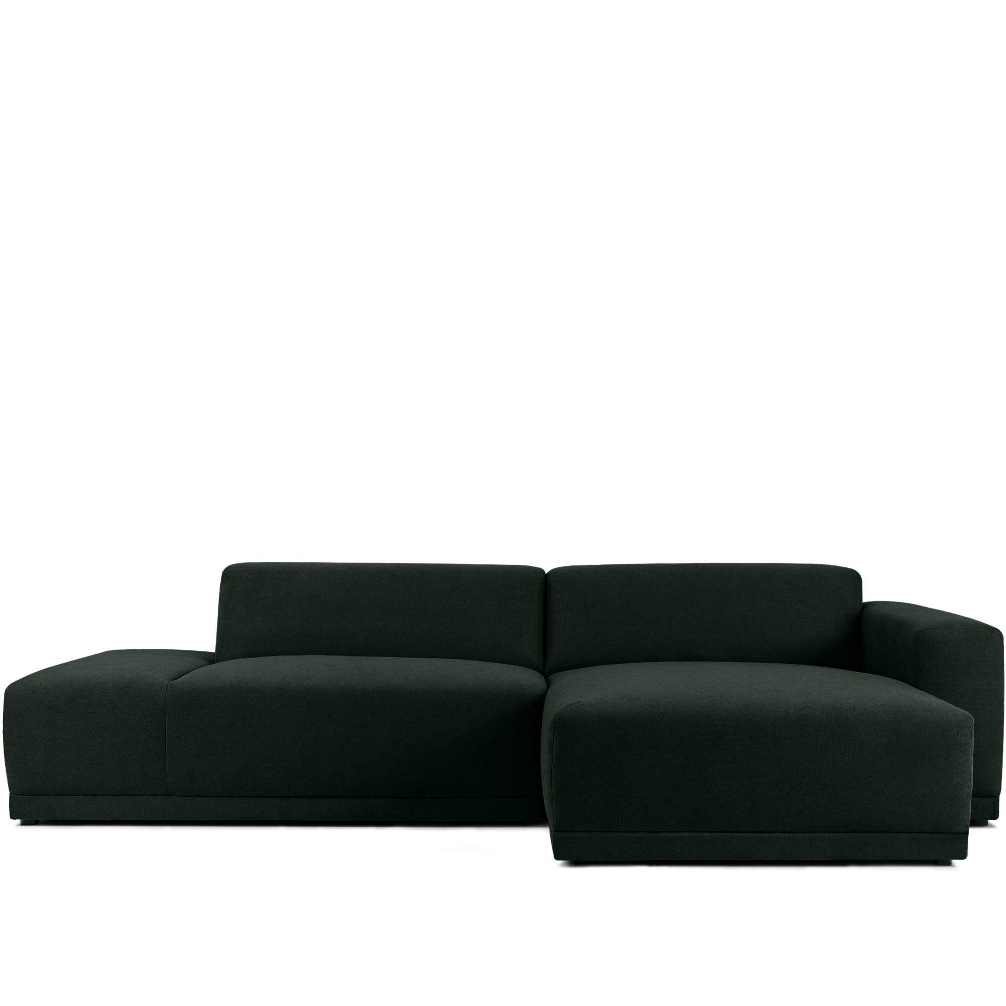 ECKSOFA RECHTS MUDI in moderner Optik mit hochwertigem Kaltschaum, Cord-Stoff, Dunkelgrün - Dunkelgrün/Schwarz, Textil (280/160cm) - KONSIMO®