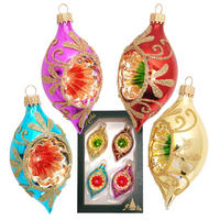 CHRISTBAUMSCHMUCK Reflektoren Tropfen Mehrfarbig 9cm (Glas / 4 Stk.) - Multicolor, Glas (5/9/4cm)