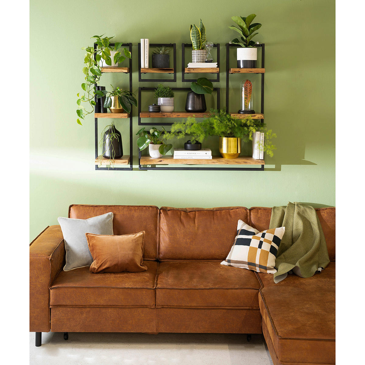 WANDREGAL - Akazie massiv / Metall - Akaziefarben, Holz (30/100/26cm) - home24