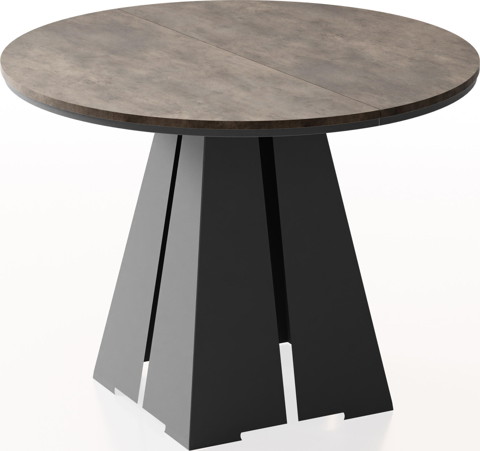 ESSTISCH Kova runder ausziehbarer, Dunkelgrauer Chicago Beton 120-200/120/76 cm - Dunkelgrau/Schwarz, Holzwerkstoff/Metall (120/120/76cm) - WFL GROUP
