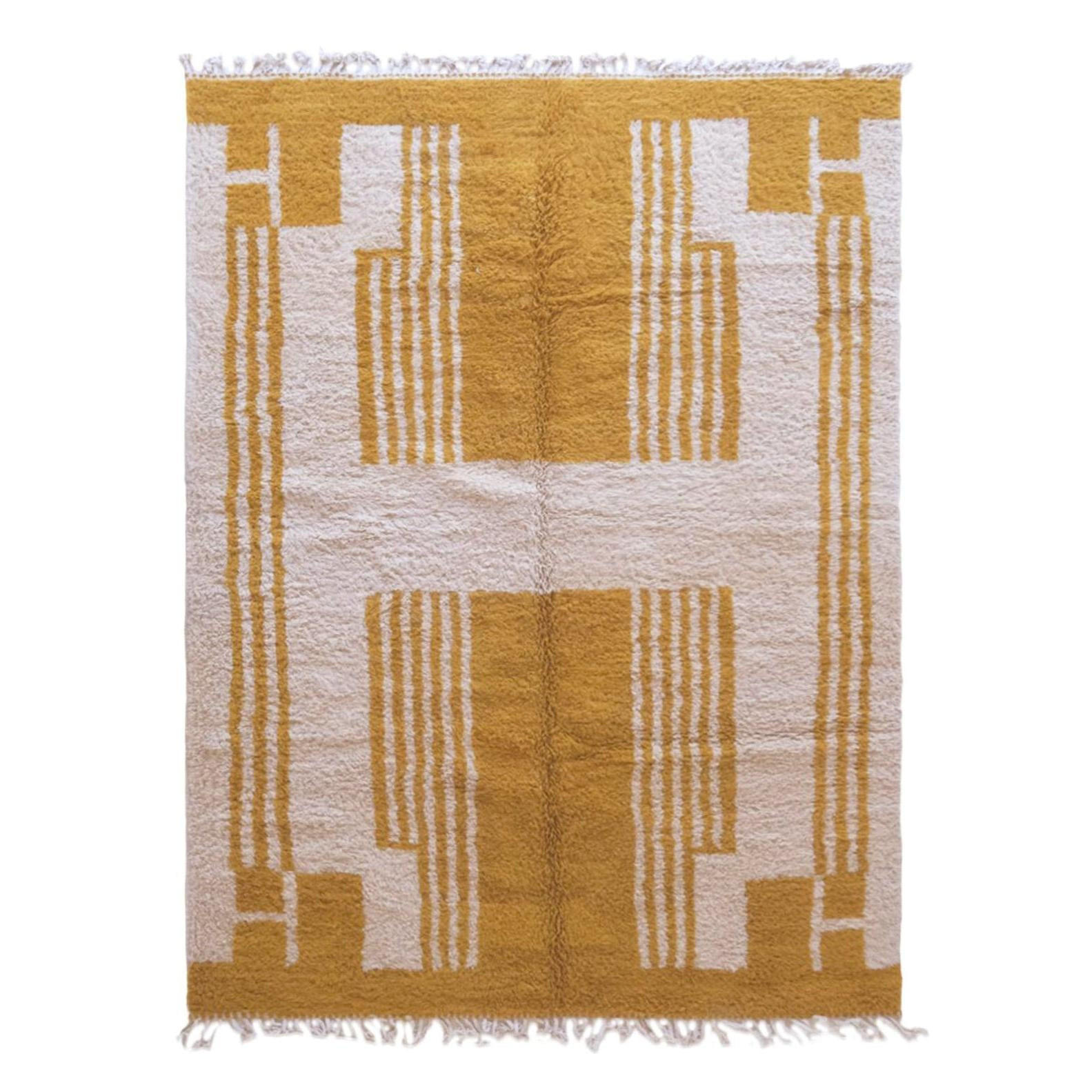 BERBERTEPPICH Design handgemacht 245x 346 cm - Gelb, Naturmaterialien (245/346cm) - AFK Living