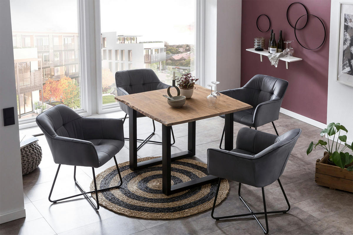 ESSTISCH LAURINA - Beige/Schwarz, Holz/Metall (90/90/77cm) - SAM