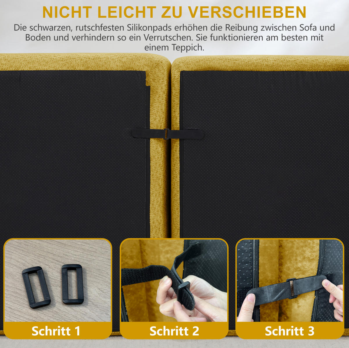 ECKSOFA 366/165/79 modular gelb aus granuliertem Fleece mit Ottoman - Gelb, Textil (165/366cm) - OKWISH