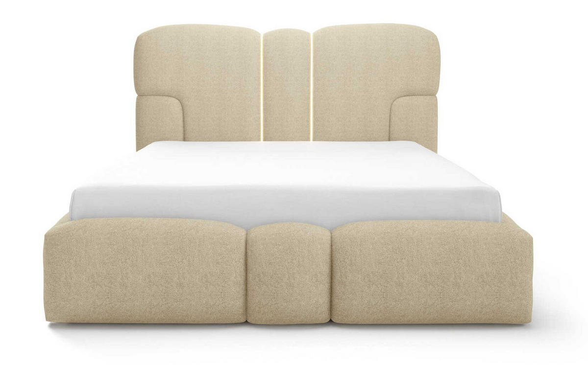 POLSTERBETT 180x200 Safron mit LED, Metall-Lattenrost, Beige - Beige, Holz/Textil (180/200cm) - Emporius