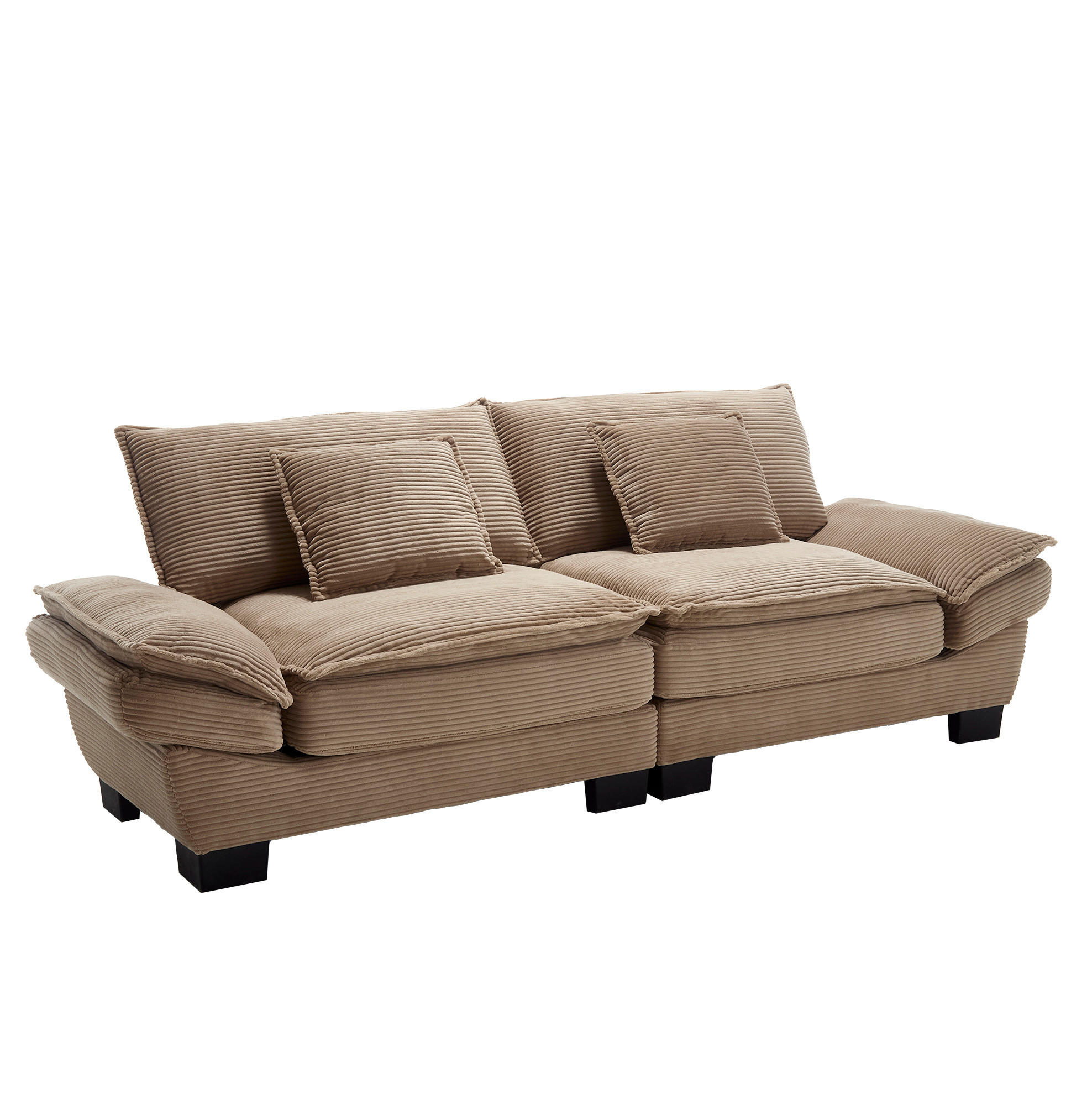 2-SITZER Sofa Samt mit ultratiefem Sitz 224/81/81 cm Sandfarben - Sandfarben, Textil (81/224/81cm) - Redom