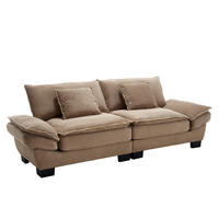 2-SITZER Sofa Samt mit ultratiefem Sitz 224/81/81 cm Sandfarben - Sandfarben, Textil (81/224/81cm) - Redom