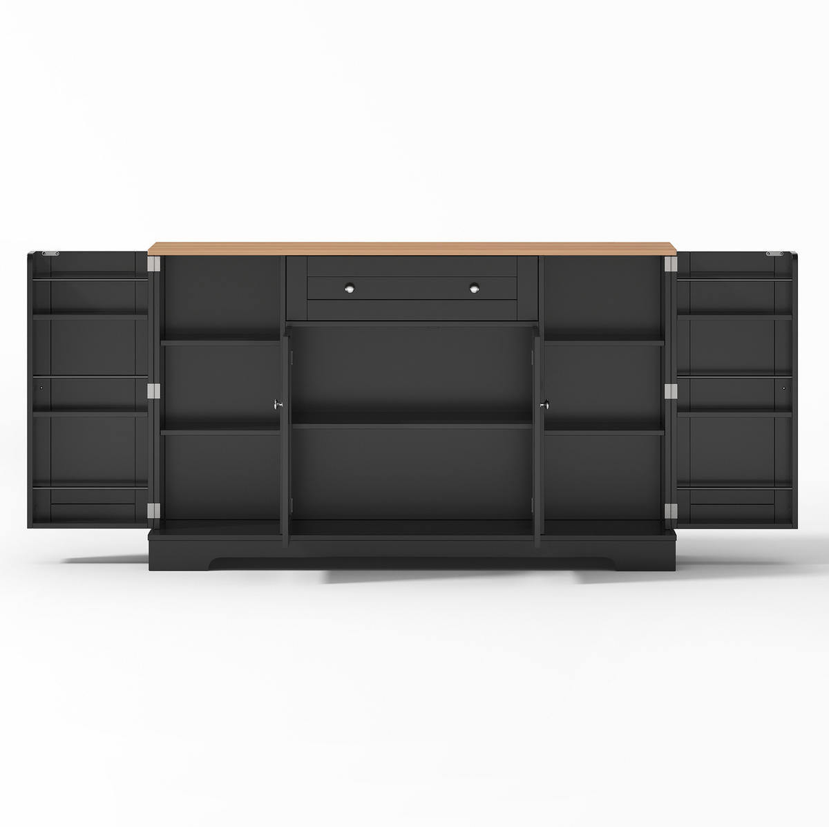 SIDEBOARD 138 cm in Schwarz mit Schublade, verstellbaren Einlegeböden und Kippschutz - Schwarz, Holzwerkstoff (138/85/40cm) - Flora Grace