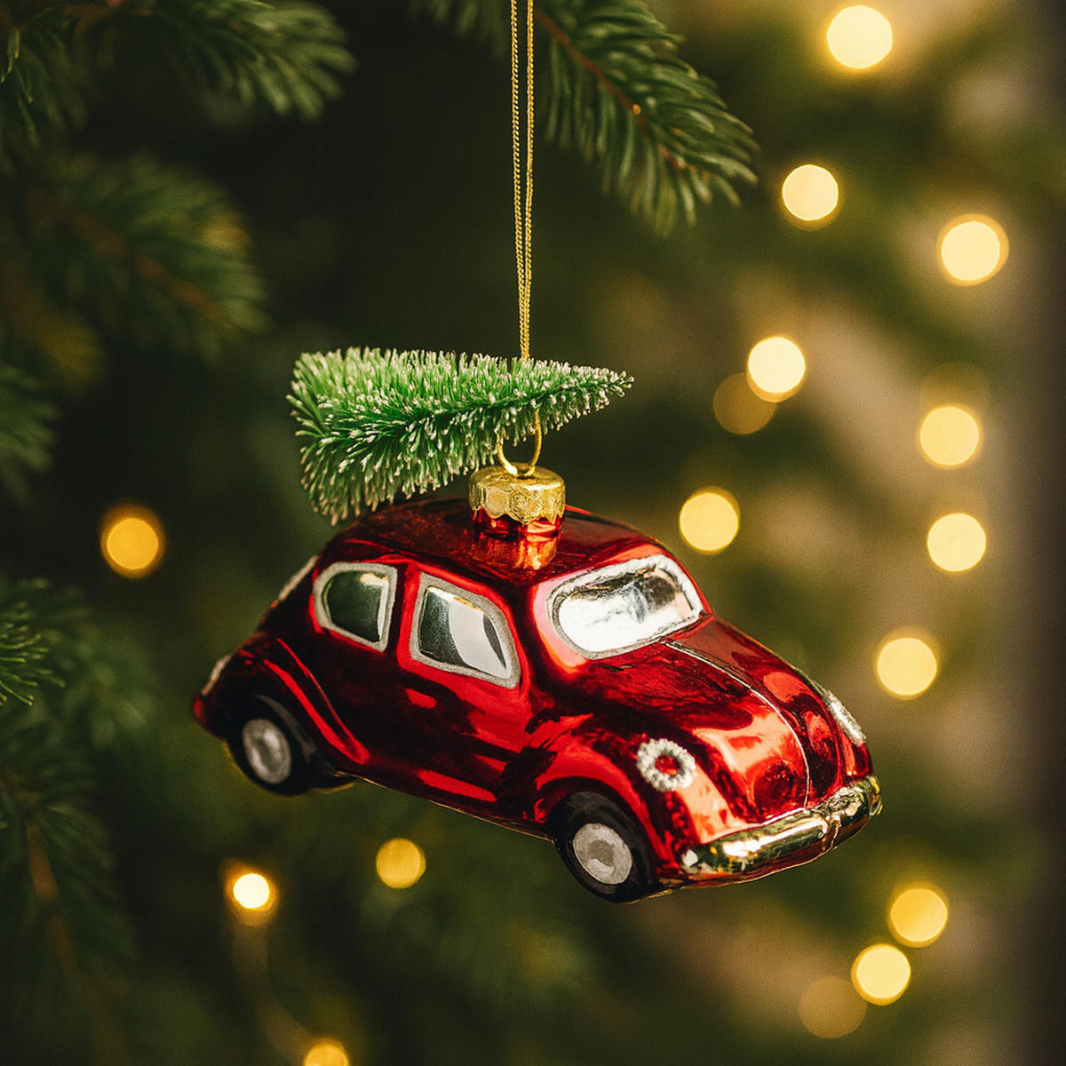 GLASKUGEL Ornautos, Rot, 8 x 5.5 x 11.5 cm, Dekorative Weihnachtsdeko - Rot, Glas (5.5/8/11.5cm) - home&you