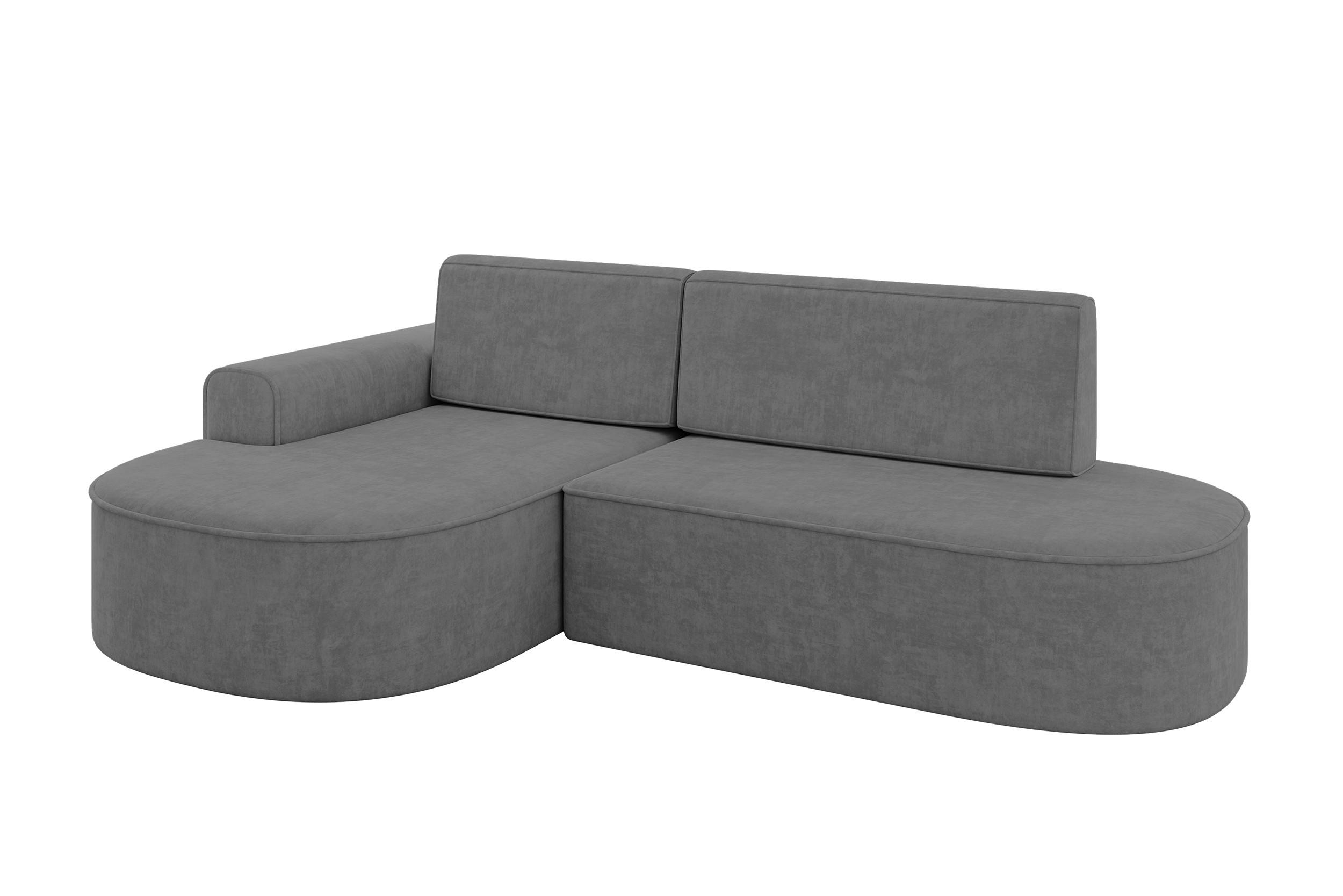 ECKSOFA mit Schlaffunktion und Bettkasten Ottomane Links MARI-L1-S - 283x167x73 cm Grau Velours - Anthrazit/Schwarz, Holzwerkstoff/Kunststoff (283/167cm) - ALTDECOR