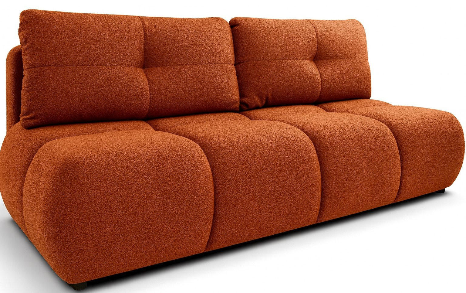 SCHLAFSOFA MILA, Sofa mit Schlaffunktion und Bettkasten, Farbe: Orange, Bouclé-Stoff - Orange, Textil (214/89/104cm) - Sepro Meble