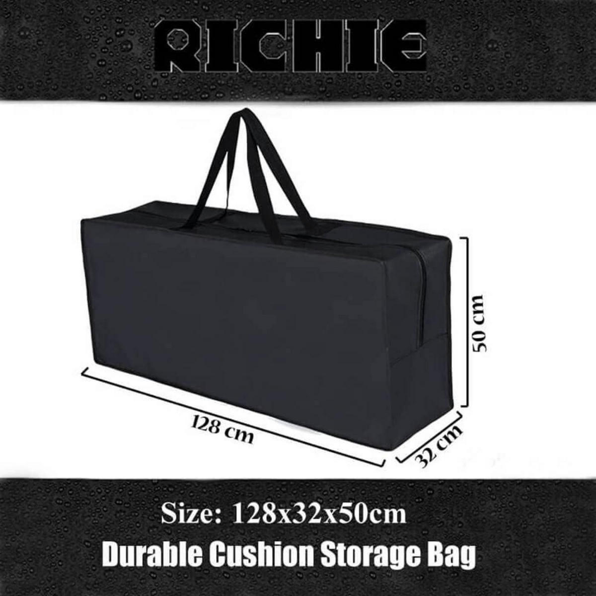 GARTEN-AUFBEWAHRUNGSTASCHE 128 x 32 x 50 cm Schwarz - Schwarz, Textil (128/50/32cm)