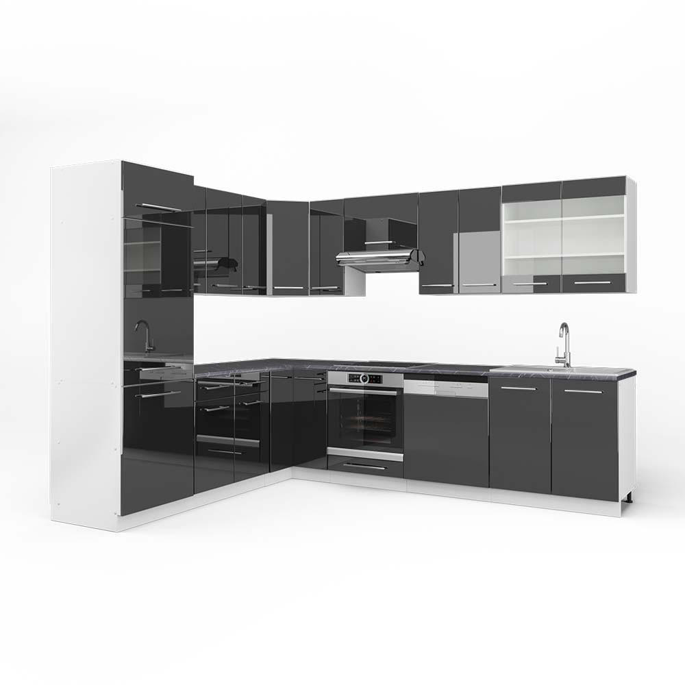 ECKKÜCHE Fame-Line Anthrazit Hochglanz/Weiß 227 x 287 cm, AP Anthrazit - Anthrazit/Weiß, Holzwerkstoff (287/81.6/60cm) - Vicco