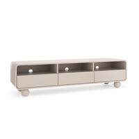CASHMERE TV-Schrank mit Regalen und Türen – Modernes Design, kugelförmige Beine, 160 x 44 x 39 cm - Beige, Holzwerkstoff (180/44/39cm) - 3XE LIVING