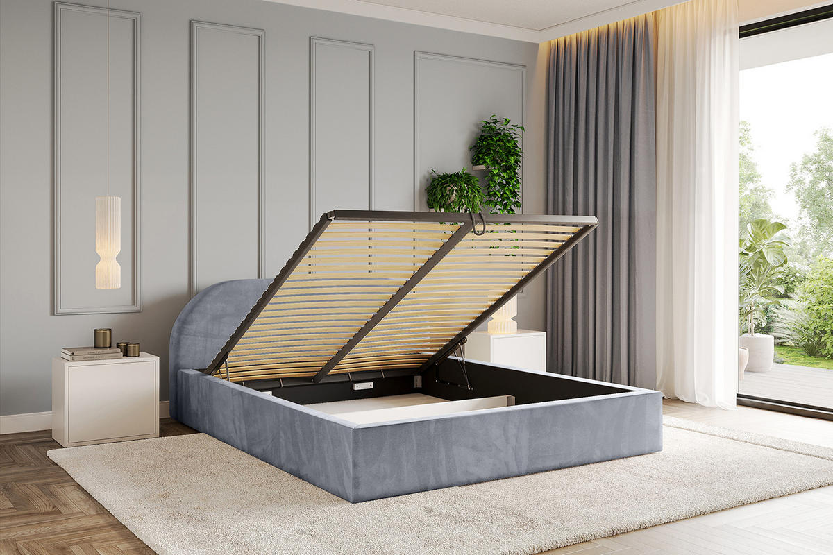 POLSTERBETT mit Bettkasten und Lattenrost, Bett mit Matratze H3/H4 - TIVON-V1 180x200 Grau - Grau, Holzwerkstoff/Textil (180/200cm) - ALTDECOR