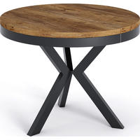ESSTISCH Velma runder ausziehbarer, Lefkas Eiche 100-140/100/76 cm - Alteiche/Schwarz, Holzwerkstoff/Metall (100/100/76cm) - WFL GROUP