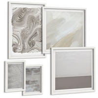 BILDER SET 5er Set - 50x50 cm & 20x30 cm & 40x60 cm Weißer Rahmen - Industriedesignstrukturen - Weiß, Kunststoff (40/60cm) - TULUP
