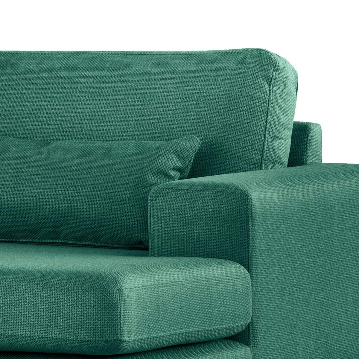 ECKSOFA mit Longchair - Dunkelgrün/Eichefarben, Eichenholz/Textil (281/153cm) - home24