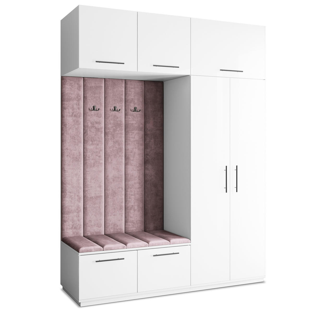 GARDEROBENSCHRANK REMA 180/240/60 cm Modern Garderobe-Set Weiß - Lila/Weiß, Holzwerkstoff (180/240/60cm) - MASSENO