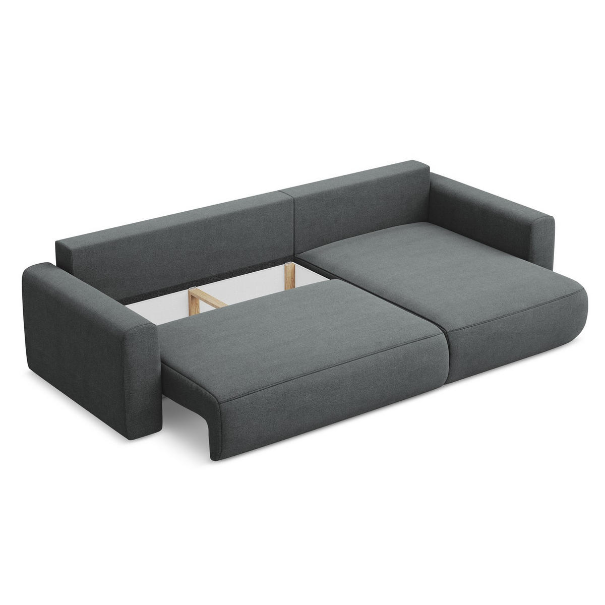 ECKSOFA mit Schlaffunktion Strukturstoff Stoff Grau - Schwarz/Grau, Kunststoff/Textil (278/149cm) - Makamii