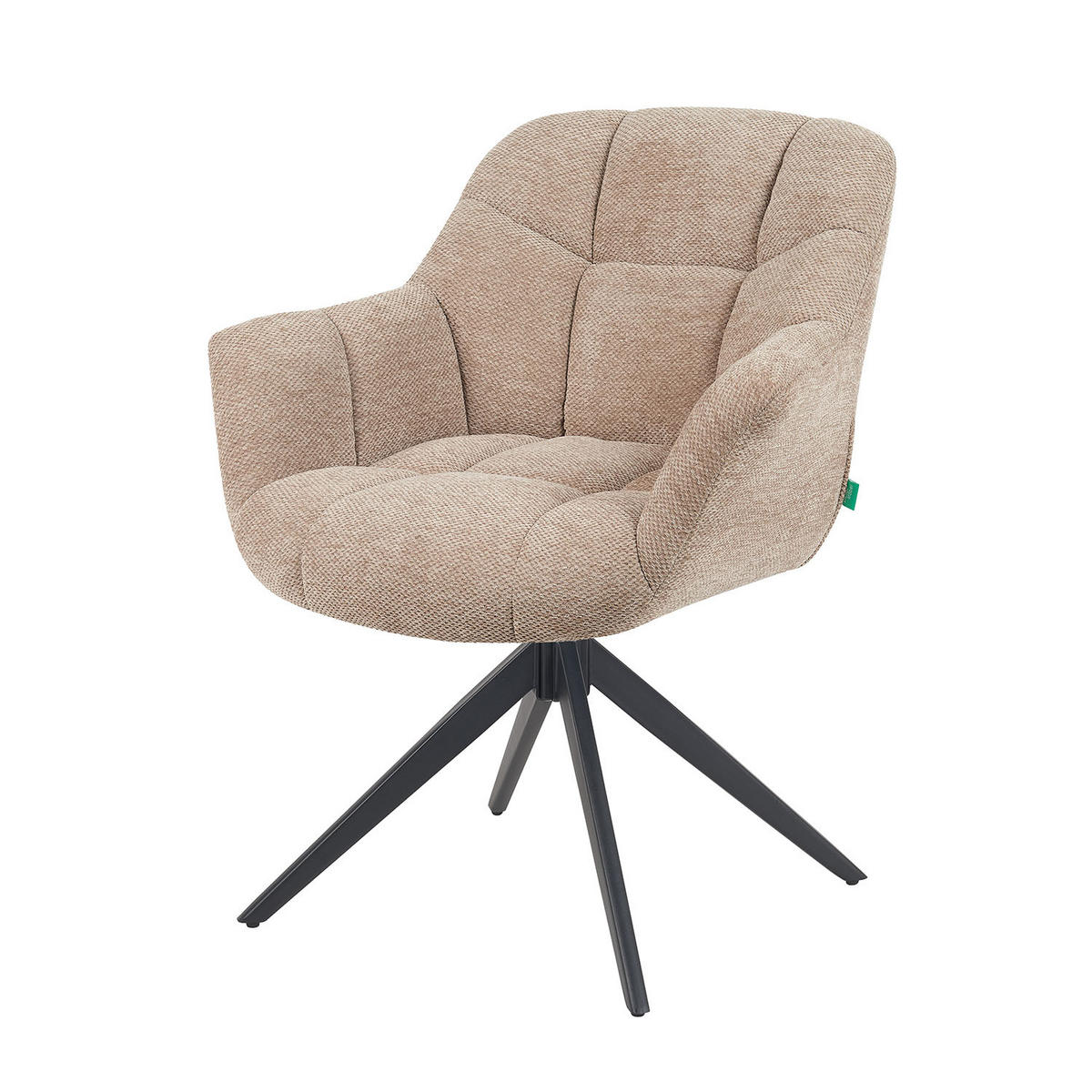 DREHSTUHL Mika-Mila - Beige/Schwarz, Textil/Metall (65/81/66cm) - DUBI Möbel