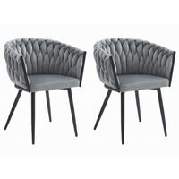 STUHL ARONA 2-er Set, Grau, Schwarze metallische Beine - Hellgrau, Textil/Metall (61/79/55cm) - Komodee