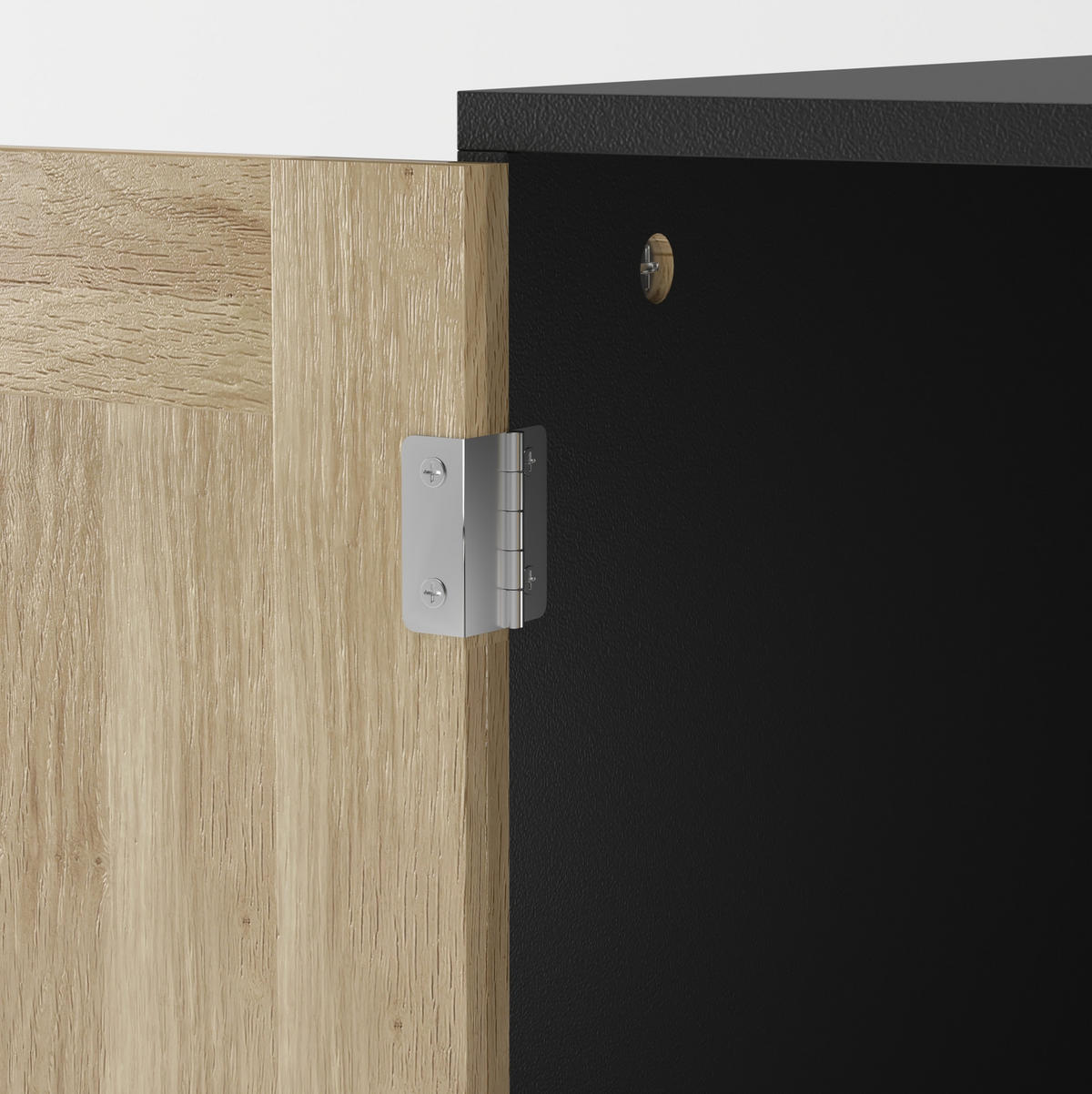 SIDEBOARD 80/40/88 cm schwarz aus MDF mit Rattanfront und offenen Fächern - Schwarz, Holzwerkstoff (80/88/40cm) - OKWISH
