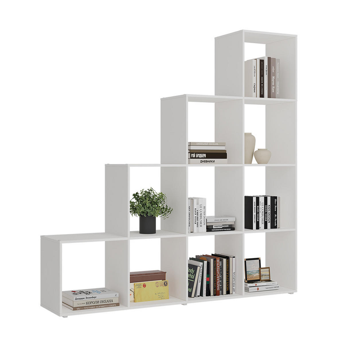 TREPPENREGAL Aramis Weiß 138 x 143 cm 10 Fächer - Weiß, Holzwerkstoff (138/143/29cm) - Vicco