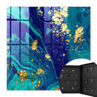 SCHLÜSSELBOX Schwarz 30x30 cm- Türöffnung nach rechts - Farbenfrohe Abstraktion - Blau, Metall (30/30/5cm) - TULUP