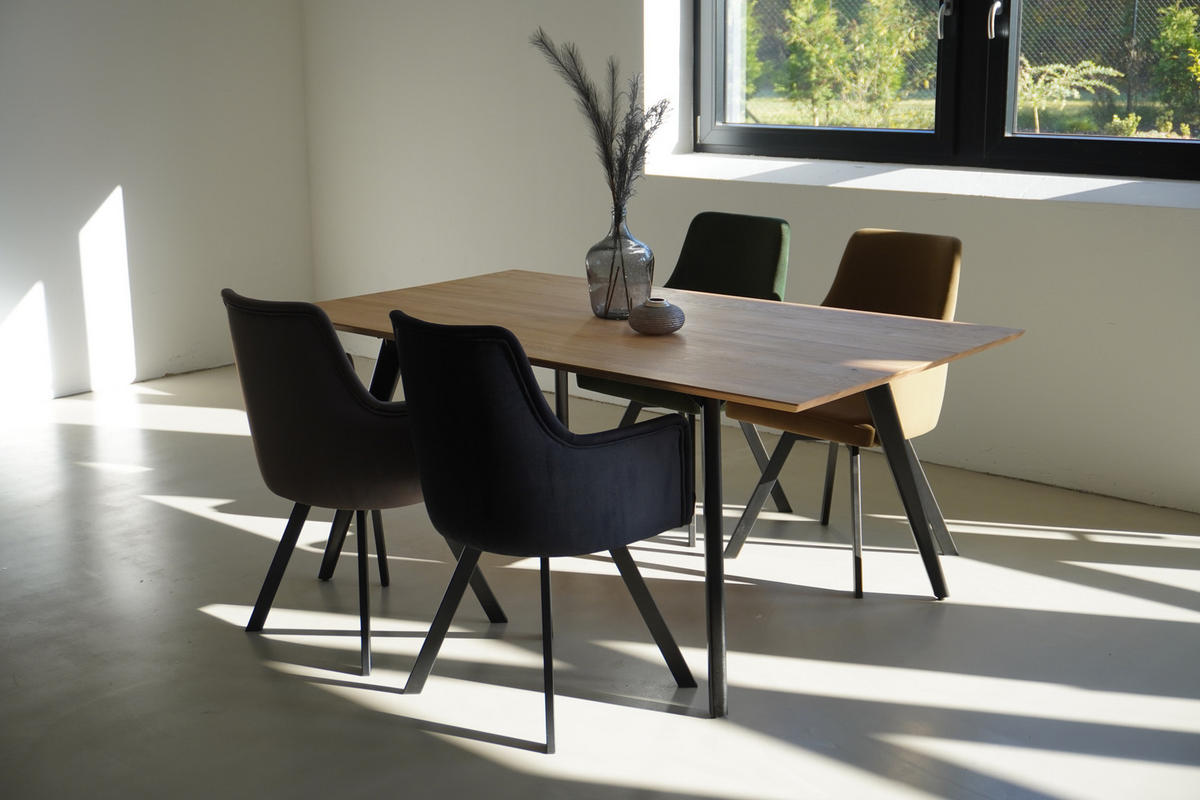 ARMLEHNENSTUHL Sello anthrazit mit T-Fuß drehbar - Anthrazit/Schwarz, Textil/Metall (55/90/58cm) - INKA furniture