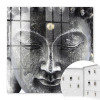 SCHLÜSSELBOX Weiß 30x30 cm – Türöffnung nach rechts - Zen-Porträt - Grau, Metall (30/30/5cm) - TULUP