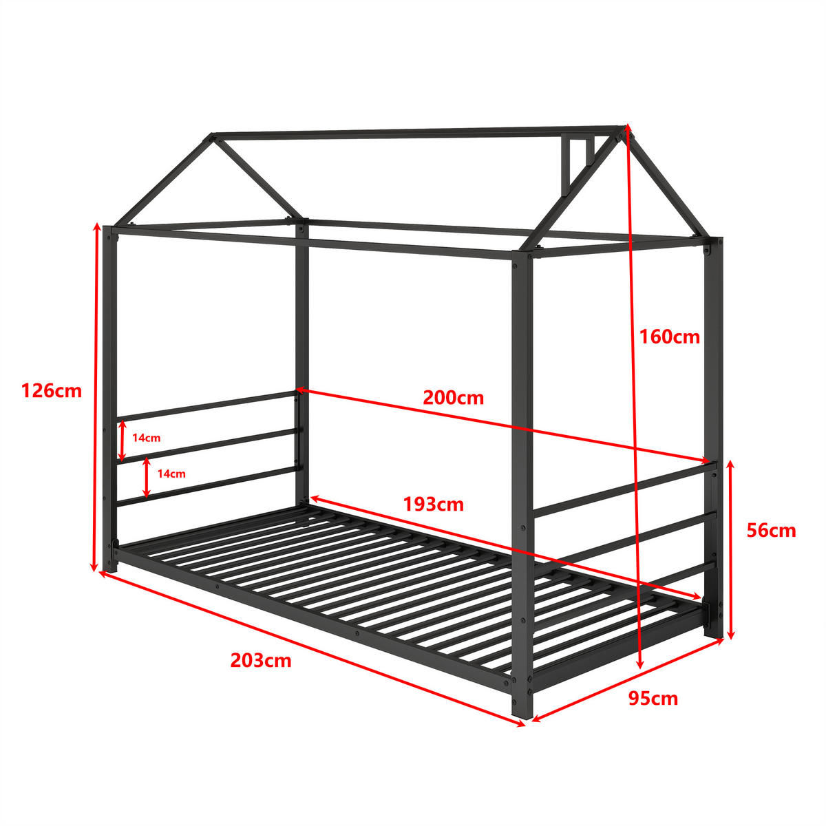 PATURI CASĂ Albă - negru, metal (203/160/95cm) - Urban Meuble