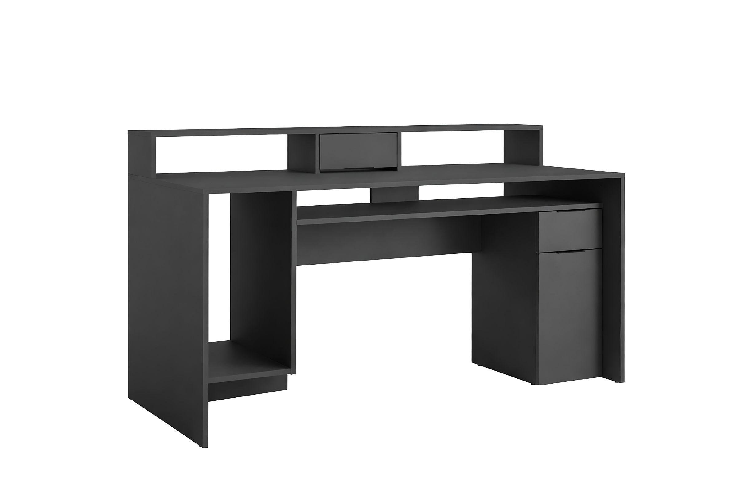 GAMINGTISCH ROX 160 cm breit in Graphit - Graphitfarben, Holzwerkstoff (70/160/92cm) - Deine Möbel 24